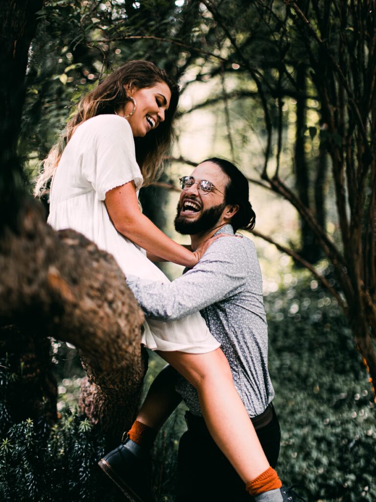 couples having fun in forest